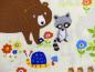 Preview: Patchwork Stoff Nahansicht Waschbär Bär Schnecke